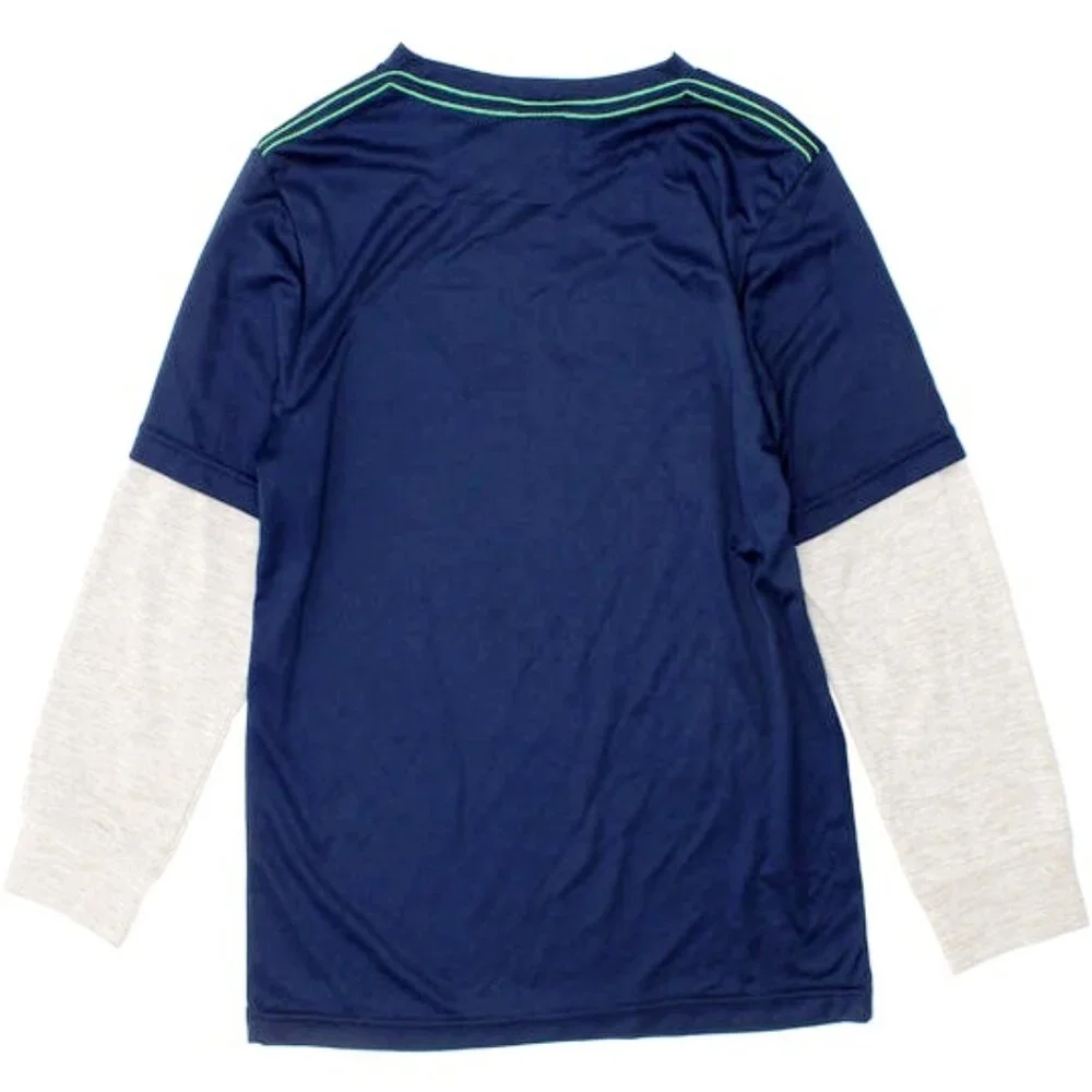 ADIDAS- Climate Boy's "Game Time" Graphic- Long Sleeve Tee- Blue- (Size 4T) - Picture 5 of 5